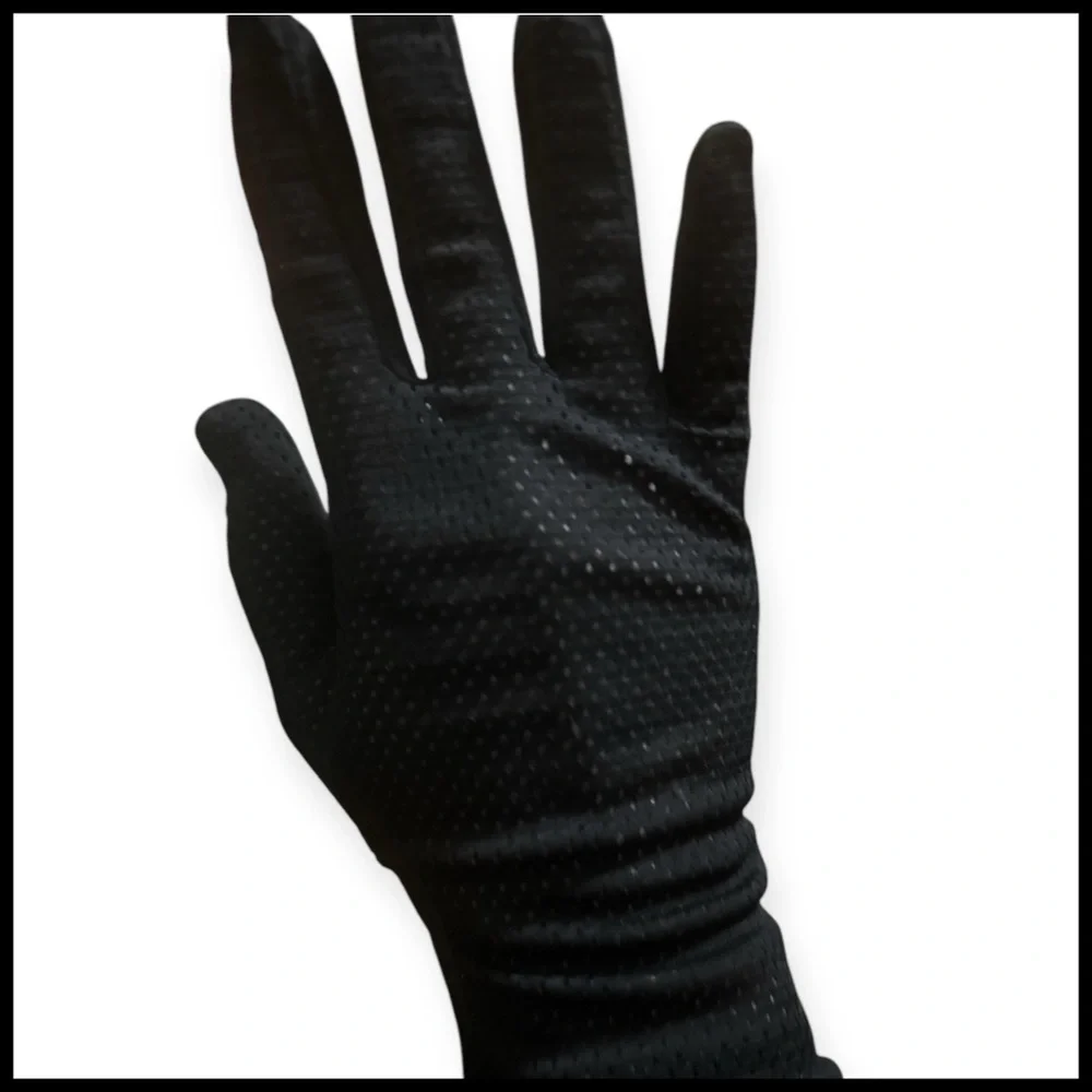 FAB 1950’s Vintage Black Perforated Dress Gloves, Wrist Length & Lightweight